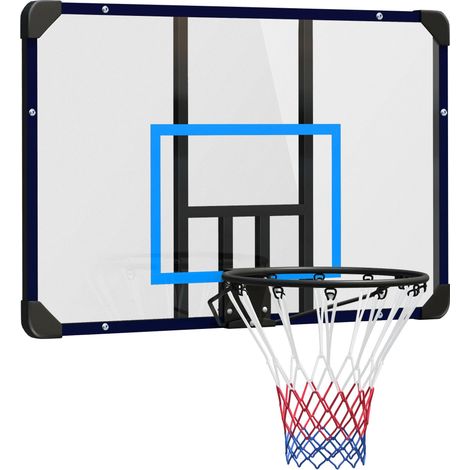 Panier de basket mural avec anneau et filet pour usage extérieur, en acier, 113 x 61 x 73 cm, idéal pour le jardin et l'aire de jeux.