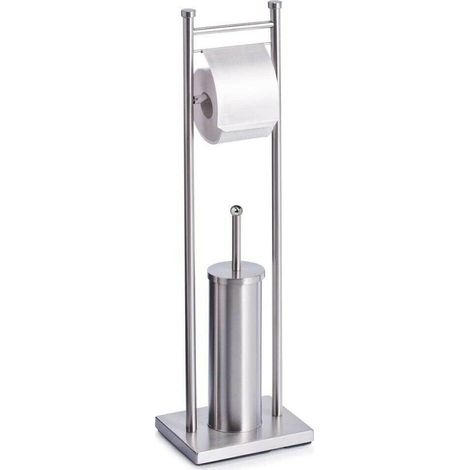 Cleafe - Porta Rotolo Con Scopino Portascopino Acciaio Quadrato Accessorio Bagno Wc 59966 - (1/2)