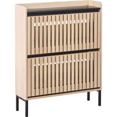 Scarpiera a 2 scomparti in legno MDF con finitura melaminica marrone chiaro Gympie