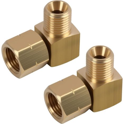Raccord Gaz - Laiton - 90 Degres Gauche - Filetage 1/4 Pouces - DN8 - Pour Camping-Car Caravane Barbecue Rechaud - 2 Pieces (1/5)