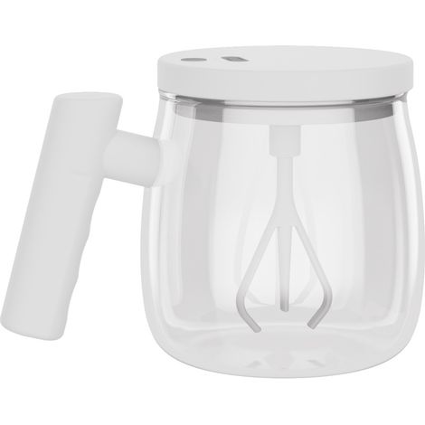 Elektrischer Kaffeebecher aus auslaufsicherem Glas mit Schnellmischfunktion und automatischer Rotation, ideal für Zuhause, Büro und Reisen. (1/5)
