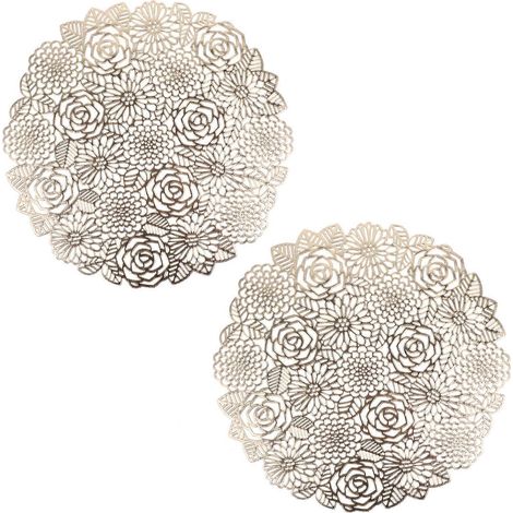 Set de table fleuri style européen, motif rose, pour 6 pièces (1/5)