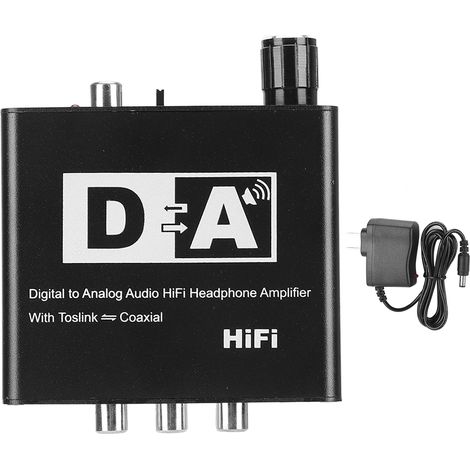 Convertisseur audio numérique-analogique fibre optique coaxial décodeur 3.5mm sortie 100-240V noir prise US (1/5)