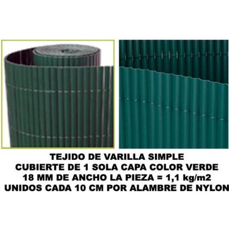 bambu cañizo pvc 1 cara 18 mm color verde 200x500 cm   mz8006