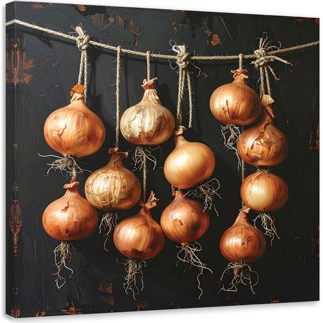 Tableau Moderne, Légumes à oignons dorés,40x40 (1/4)