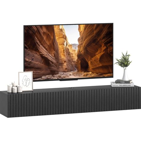 HOMCOM Wall Mount TV Stand Cabinet with Fluted Flip-Down Doors (1/5)