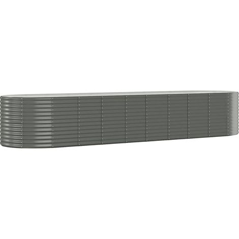 Jardinière, Pot de Fleurs d'extérieur, Acier enduit de poudre 396x100x68 cm Gris OIB7321E (1/5)