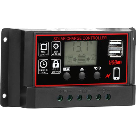 Contrôleur intelligent d'affichage numérique pour compteur photovoltaïque solaire 12 V/24 V, USB 5 V, 60 A (1/5)