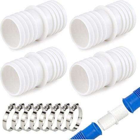 Connecteur de tuyau de piscine 32mm à 38mm avec 8 colliers de serrage