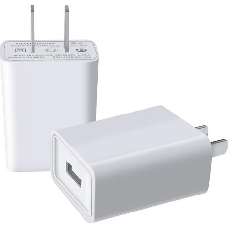 Chargeur mural USB. Adaptateur secteur USB 5 V 2 A compatible avec iPhone, iPad, Samsung, tablette, Kindle et autres (lot de 2 blancs) (1/4)