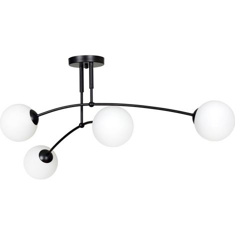 Lampada a Soffitto Pregos, Acciaio verniciato a polvere, Vetro, Nero, Bianco, 60x30x60 cm (1/4)