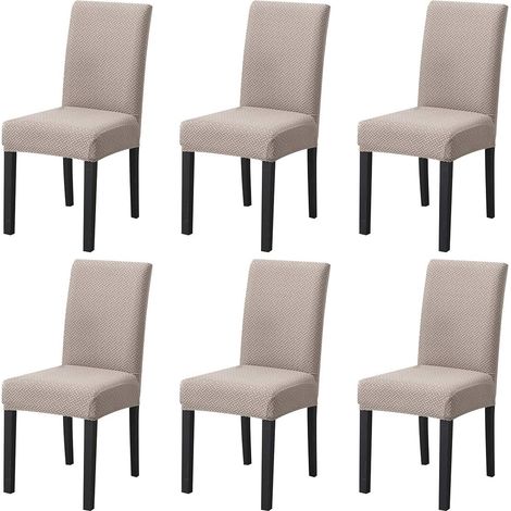 Set of 6 stretchable dining chair covers for wedding dining room chair decoration (Camel) (1/5)