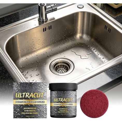 Polishing paste, suitable for various hard surfaces such as glass and ceramics, with easy-to-use abrasive particles for a bright and uniform shine -- 100g + 1 sponge -- BIEMMEDUE (1/5)
