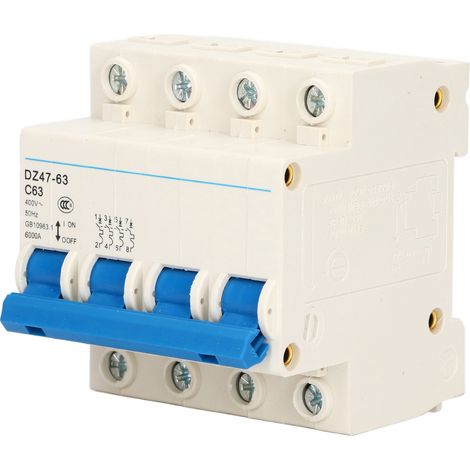 Disjoncteur 4P 63A 400V, Protecteur de Circuit Modulaire pour Usage Résidentiel, Interrupteur Automatique (1/5)