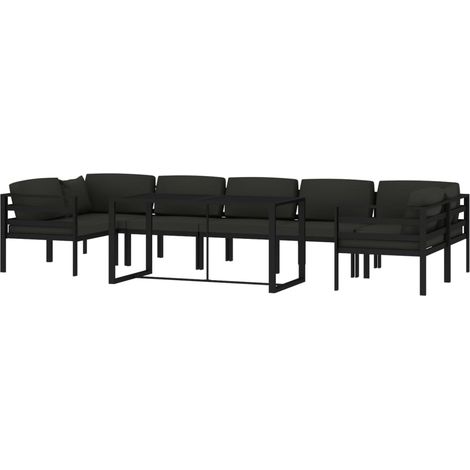 Set di mobili da giardino set di mobili da esterno 8 pezzi con cuscini in alluminio antracite 020017464