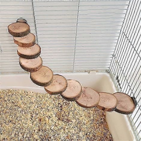 Échelle en bois pour hamster, jouet à 10 marches, blocs d'escalade en bois, jouet à mâcher pour cochon d'Inde, rat, hérisson et autres petits animaux de compagnie. Accessoires pour cage. (1/5)