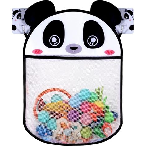 Rete portaoggetti a forma di panda per giocattoli da bagno con 2 ganci adesivi, simpatico organizer per il bagno - Crezuo