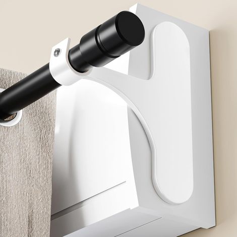 Support Tringle Rideaux Sans Perçage pour Coffre Volet Roulant - Fixation Auto-adhésive, Lot de 2 pour Barres 19-28 mm, Métal Résistant, Installation Rapide, Blanc (1/5)