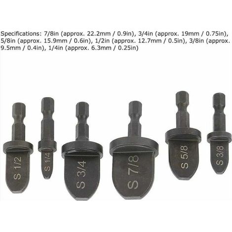 6pcs extenseur de tuyau roulement en acier poignée hexagonale climatisation tuyau de cuivre poinçonnage multi-outils kit tuyau de cuivre tornade outil noir impérial extenseur de tuyau de cuivre (1/4)
