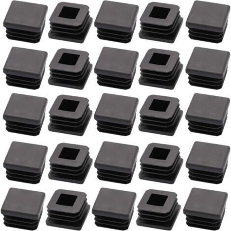 Lot de 25 bouchons en plastique pour tube en acier de 2,5 cm, patins de chaise, embouts de tube, bouchons en plastique, embouts en plastique, bouchon carré, bouchon carré en plastique (1/4)