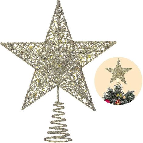 Décoration de sapin de Noël : étoile dorée creuse pour sapin (1/5)