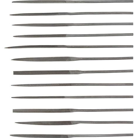 Serie de 12 limes aiguilles en acier trempe 140 mm 0214