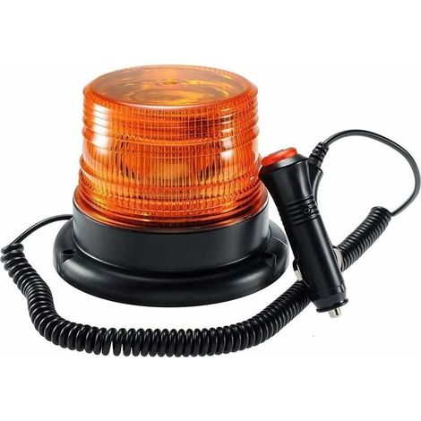 Gyrophare magnétique LED 9W – Lumière d’avertissement 360° – Prise allume-cigare 12V/24V – Base magnétique résistante aux rayures (1/5)