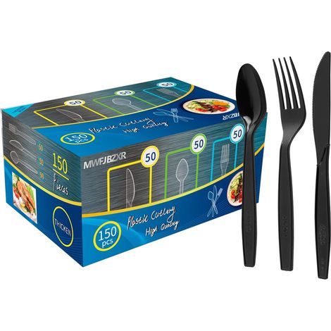 Couverts Plastique Reutilisable 50 Fourchettes Couteaux Cuillères Vacances Réunion Famille Camping Sauvage (1/5)
