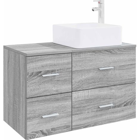 Juego de muebles de baño 2 pcs Sonoma gris Madera de ingeniería vidaXL