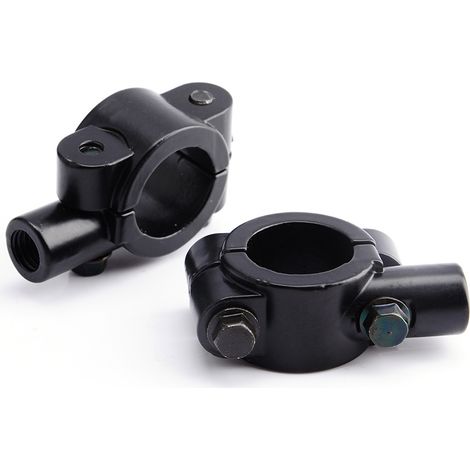 Rétroviseur Moto Universel Noir 2 Pièces Support Guidon 10mm 7/8" Fixation Aluminium (1/5)
