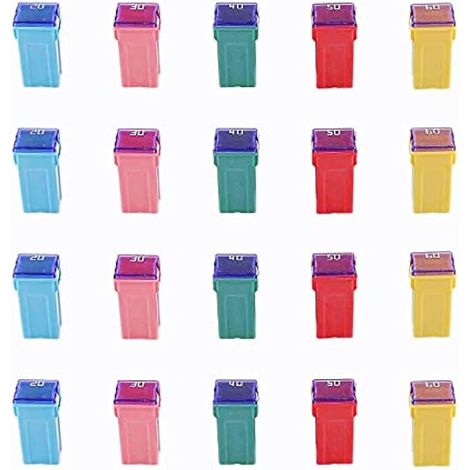 20pcs Forme Carrée Low Profile JCASE Fusible Assortiment pour Voiture(20A/30A/40A/50A/60A,Chaque 4pcs) (1/5)