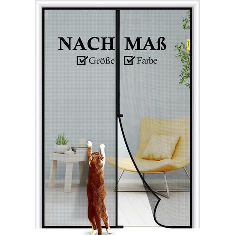 Moustiquaire de porte sur mesure avec protection anti-chat, fermeture magnétique, sans perçage (1/5)