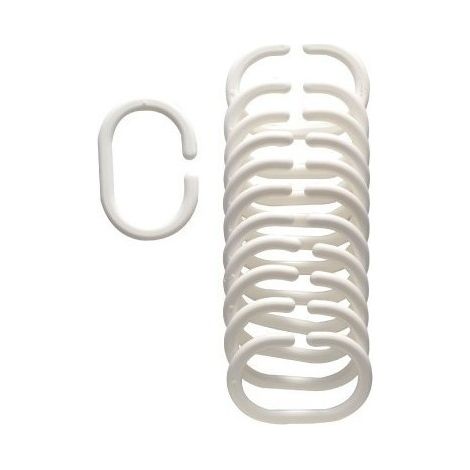 Anneaux de rideau de douche - ARVIX - Blanc - Plastique - Vendu par 12 - Accessoires de salle de bain