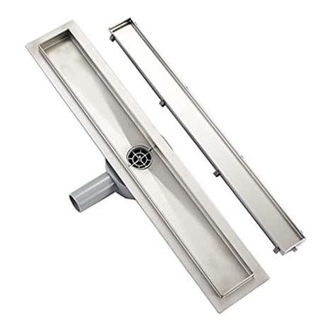 Caniveau de Douche Acier INOX,90cm，Réglable Le 2en1 Carreler Caniveau，Caniveau de Douche avec Siphon pivotant à 360 ° bloqueur d'odeurs et Filtre à Cheveux，Drainage Rapide (1/5)