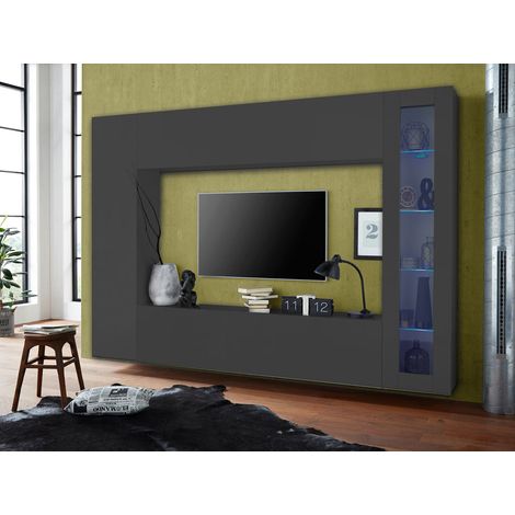 Parete Attrezzata Soggiorno 260x30x180 cm Maruska n°3 Grigio Antracite Opaco (1/5)