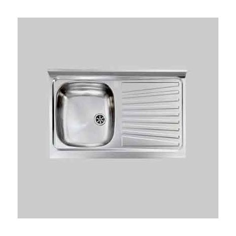 Lavello inox una vasca appoggio 100x50 cm - gocciolatoio dx