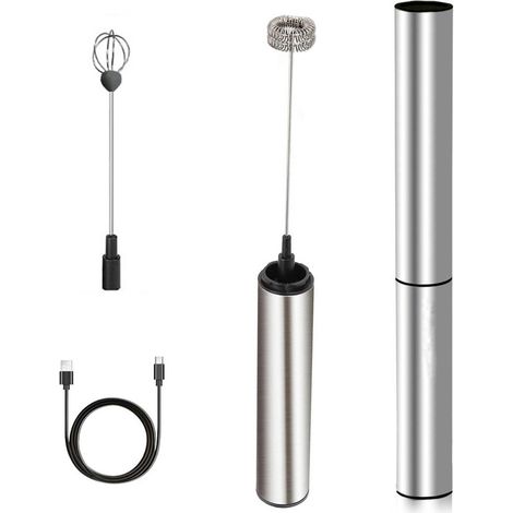 Mousseur à lait rechargeable sur batterie, mousseur de voyage portable à 2 vitesses, mousseur à lait électrique pour café (1/4)