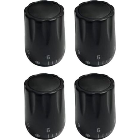 Lot de 4 boutons de commande de valve thermostatique avec filetage pour radiateur et systèmes de chauffage au sol, volant réglable en plastique (noir) (1/4)