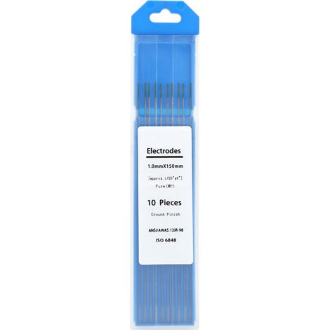 Lot de 10 électrodes tungstène pur, pointe verte, aiguilles WP 1,0 x 150 mm pour soudage TIG argon (1/5)