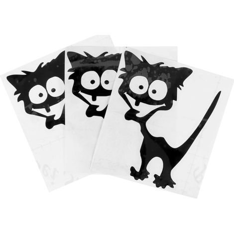 3pièces Autocollants Réfléchissants pour Voiture Motif Chat Drôle (1/5)
