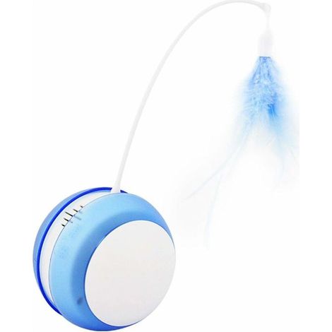 Jouet Gobelet Chat Jouet électrique pour Chat avec Boule Anti-Chute LED Plume, Canne à pêche à Roulement Automatique pour Chat Drôle Fournitures pour Animaux Bleu (1/5)