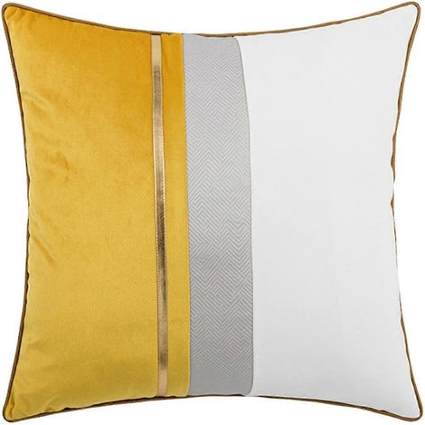Housses de coussin décoratives 45 x 45 cm, peluche luxueuse et moderne pour salon-Bright yellow (1/5)
