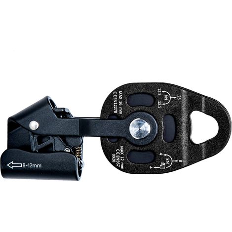 Poulie de levage robuste 4 kN en aluminium, à pivot simple, pour câble et roue de levage. (1/3)