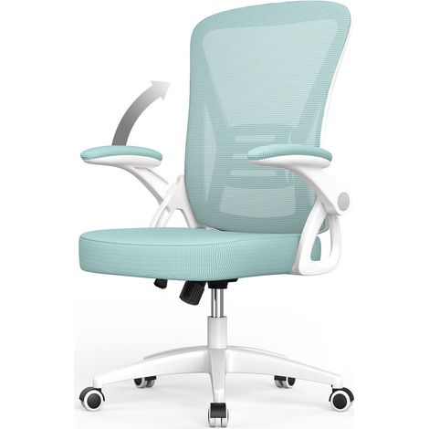 Office Chair Ergonomic - Bigzzia Desk Chair with 90° Flip-up Armrest Lumbar Support - Executive Swivel Computer Chair - Green