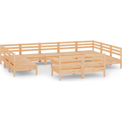 Maison Exclusive - 12-tlg. Garten-Lounge-Set Massivholz Kiefer (1/5)