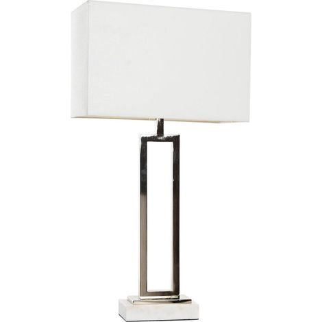 Lampe de table moderne en acier et marbre argenté - argenté et blanc éclatant (1/5)