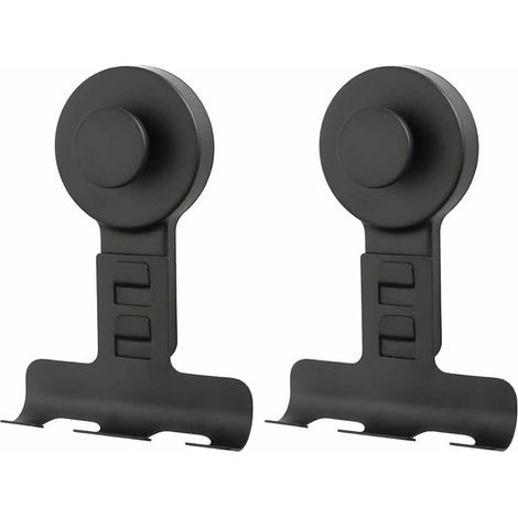 Support Rasoir Inox, Porte Rasoirs Douche, Crochet Ventouse Sans Perçage pour Surfaces Lisses, Organiseur Salle de Bain, Noir (1/5)