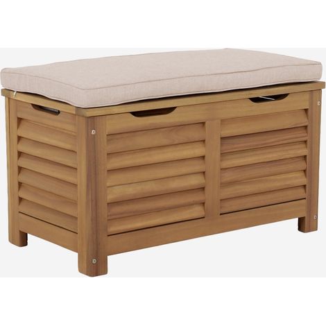 Cassapanca da giardino in legno di acacia con pistoni, 63L (1/5)