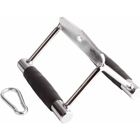 Barre de triceps en V acier inoxydable avec poignée caoutchouc pour tirage et musculation (1/5)