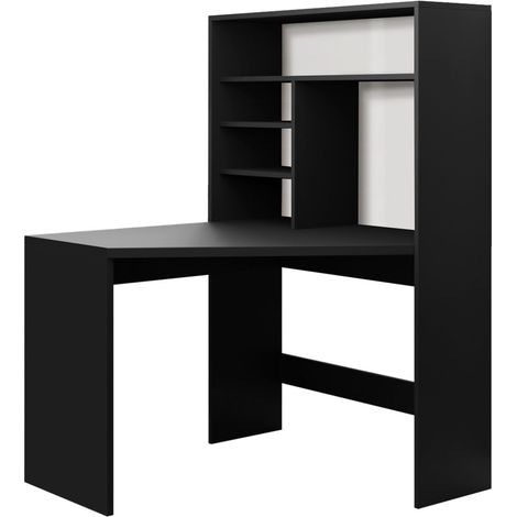 Mesa de ordenador esquinera Claral, Negro, Rectangular, Número de puertas: 0, Número de cajones: 0, 75x101x96cm